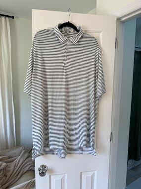 Peter Millar White Polo with Thin Stripes